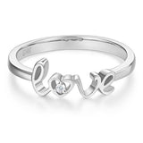 14K White Gold Love Wedding Band Anniversary Women Ring 0.01 Ct Diamond Fine 585