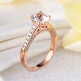 14K Rose Gold Wedding Engagement Ring 1.2 Ct Topaz 0.42 Ct Natural Diamonds