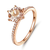 14K Rose Gold Wedding Engagement Ring Peach Morganite Natural Diamond