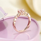 14K Rose Gold Engagement Ring 7 mm Heart Peach Morganite 0.1 Ct Natural Diamonds