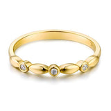 14K Solid Yellow Gold Wedding Band Stackable Ring 0.03 Ct Diamond