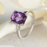 Fine 14K White Gold Wedding Promise Anniversary Engagement Ring Purple Amethyst