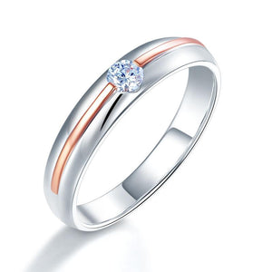 Men 14K White Gold Rose Gold 2 Color Wedding Band Men Ring Diamond
