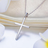 Plain 14K White Gold Cross Pendant Necklace