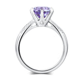 14K White Gold Wedding Engagement Ring 2 Ct Purple Topaz 0.1 Ct Natural Diamonds