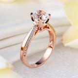 14K Rose Gold Bridal Wedding Engagement Ring 1.2 Ct Topaz 0.2 Ct Natural Diamond
