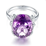 14K White Gold Luxury Anniversary Ring 8.3 Ct Oval Purple Amethyst Diamond