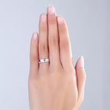 Matching 14K White Gold Love Women Wedding Band Ring 0.12 Ct Diamonds