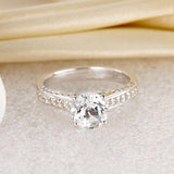 14K White Gold Wedding Engagement Ring 1.2 Ct Topaz 0.42 Ct Natural Diamonds 