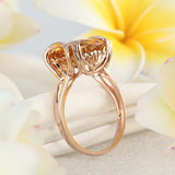 Fine 14K Rose Gold Luxury Anniversary Ring 6 Ct Cushion Yellow Citrine Diamond