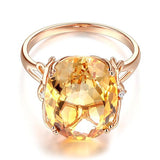 14K Rose Gold Luxury Anniversary Ring 8.2 Ct Oval Yellow Citrine Diamond