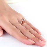 14K Rose Gold Wedding Engagement Ring 1.2 Ct Topaz 0.1 Ct Natural Diamonds