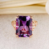 14K Rose Gold Luxury Wedding Anniversary Ring 10.5 Ct Purple Amethyst Diamond