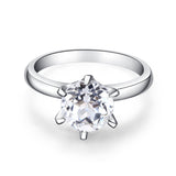 14K White Gold Bridal Wedding Engagement Solitaire Ring 2 Ct Topaz  6 Claws