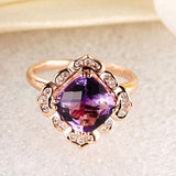 Art Deco Vintage 14K Rose Gold Wedding Anniversary Ring 2.65 Ct Amethyst Diamond
