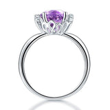 14K White Gold Wedding Promise / Engagement Ring Purple Amethyst Natural Diamond