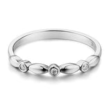14K Solid White Gold Wedding Band Stackable Ring 0.03 Ct Diamond
