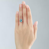 14K White Gold Wedding Promise Anniversary Engagement Ring Swiss Blue Topaz