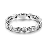 14K White Gold Wedding Band Ring 0.3Ct Natural Diamonds Art Deco Vintage Style