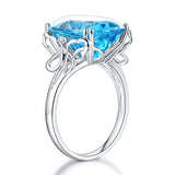 14K White Gold Luxury Anniversary Ring 10.3 Ct Oval Swiss Blue Topaz Diamond