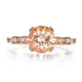 14K Rose Gold Wedding Engagement Ring Peach Morganite Natural Diamonds 