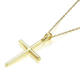 Plain 14K Yellow Gold Cross Pendant Necklace