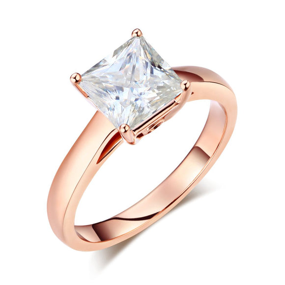 14K Rose Gold 1 Carat Forever One Moissanite Diamond Wedding Engagement Ring