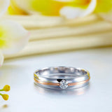 Men 14K White Gold Rose Gold 2 Color Wedding Band Men Ring Diamond