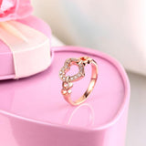 Women 14K Rose Gold Heart Wedding Band Anniversary Promise Ring 0.1 Ct Diamond
