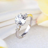 14K White Gold Wedding Engagement Ring 2 Ct Topaz 0.038 Ct Natural Diamonds