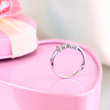 14K White Gold Love Wedding Band Anniversary Women Ring 0.01 Ct Diamond Fine 585