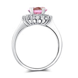 14K White Gold Wedding Engagement Ring 2.8 Ct Pink Topaz 0.35 Ct Natural Diamond