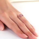 14K Rose Gold Wedding Engagement Ring 2.8 Ct Pink Topaz 0.16 Ct Natural Diamonds