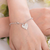 Solid 925 Sterling Silver Bracelet Dangle Heart Bridesmaid Wedding Gift Classic XFB8009