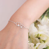 Solid 925 Sterling Silver Bracelet Double Heart Bridesmaid Wedding Gift XFB8019
