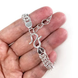 Men's Silver Bracelet 1 cm Width 990 Pure Silver Cuban Link Chain Adjustable XFB8124