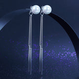 Drop Bridal Wedding 925 Sterling Silver Created Pearl Earrings Bridesmaid Jewelry XFE8133
