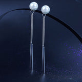Drop Bridal Wedding 925 Sterling Silver Created Pearl Earrings Bridesmaid Jewelry XFE8133