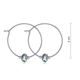 Top Quality 925 Sterling Silver Hoop Earrings AB Austrian Crystal Party Birthday Gift XFE8136