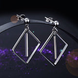 925 Sterling Silver Earrings Dangle Square Fashion Stylish Jewelry XFE8139