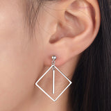 925 Sterling Silver Earrings Dangle Square Fashion Stylish Jewelry XFE8139