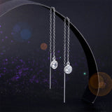 Dangle Drop 925 Sterling Silver Earrings One Line Long Elegant XFE8141