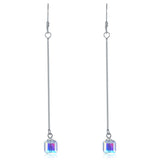 Top Quality Dangle Drop Line 925 Sterling Silver Earrings AB Austrian Crystal Party Birthday Gift XFE8142