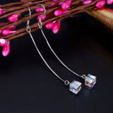 Top Quality Dangle Drop Line 925 Sterling Silver Earrings AB Austrian Crystal Party Birthday Gift XFE8142