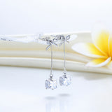 Solid 925 Sterling Silver Bowknot Earrings Dangle Drop Simple Elegant XFE8167