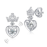 Dancing Stone Dangle Crown Earrings 925 Sterling Silver XFE8199