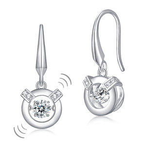 Dancing Stone Earrings Dangle Hook 925 Sterling Silver XFE8202