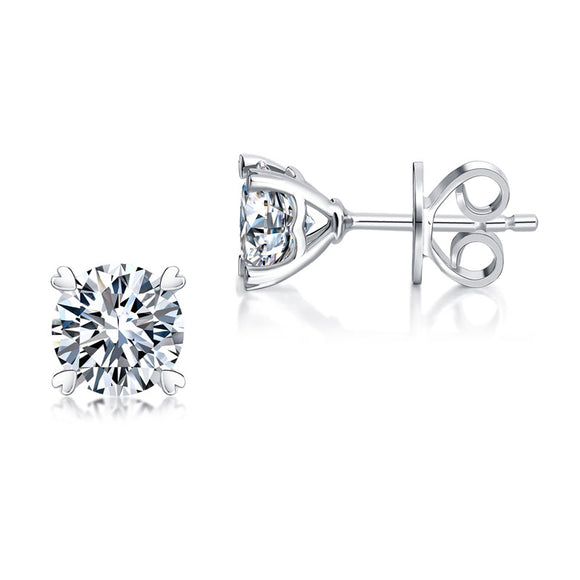 .com: 925 Sterling Silver Chanel Set Diamond Post Drop