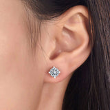 1 Carat Moissanite Diamond Heart Claws Stud Earrings 925 Sterling Silver MFE8207