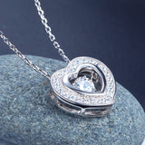 Dancing Stone Heart Pendant Necklace 925 Sterling Silver Good for Bridal Bridesmaid Gift XFN8051